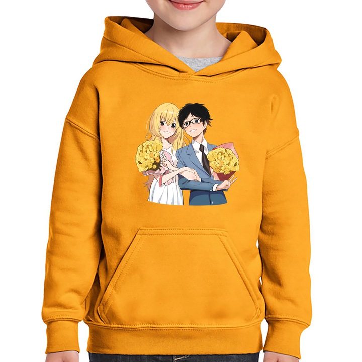 Hanorac copii Your Lie in April Dragobete Valentine's Day Gift, Portocaliu