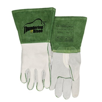 Manusi sudura, piele bizon, alb/verde, Weldas, 10-2655, marimea XL Manusi sudura, piele bizon, alb/verde, Weldas, 10-2655, marimea XL