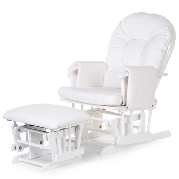 Fotoliu balansoar pentru alaptat Childhome cu suport pentru picioare, piele ecologica, Alb Fotoliu balansoar pentru alaptat Childhome cu suport pentru picioare, piele ecologica, Alb