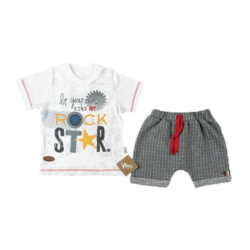 Compleu Rockstar, 2 piese, bumbac, multicolor, 6-9 luni