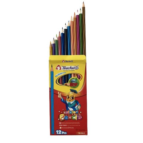 Creioane colorate Teacher.D,forma rotunda,17 cm,12 culori