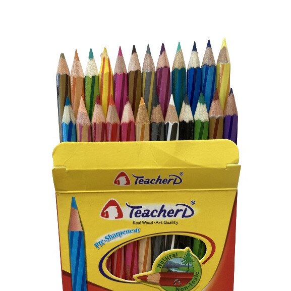 Set creioane colorate Teacher.D,forma rotunda,17 cm,24 culori