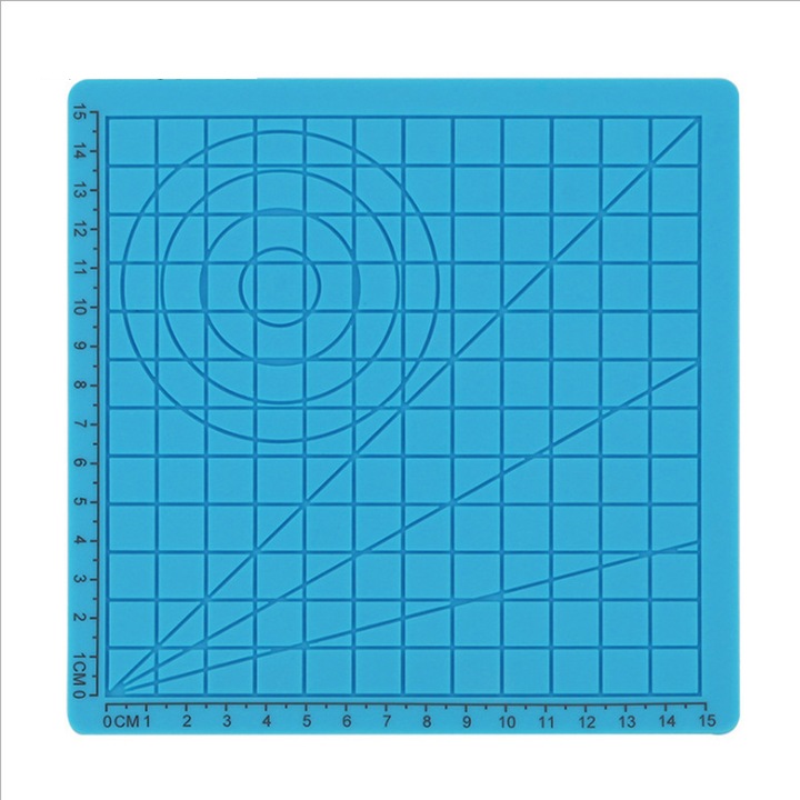 Set 4 Rezerve Creion 3D, silicon filament PLA 10m, colorate si Tabla suport de lucru din silicon, albastra, 18x18 cm