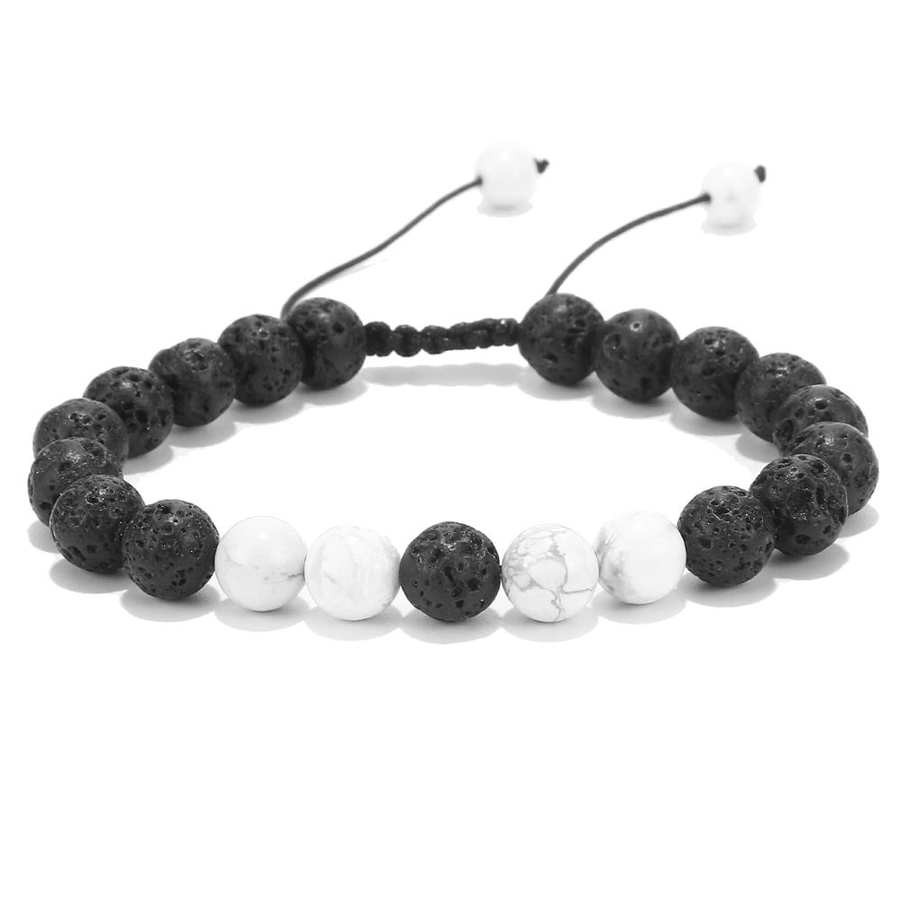 Bratara din roca vulcanica creata manual, EFAYN RO, unisex, reglabila, alb