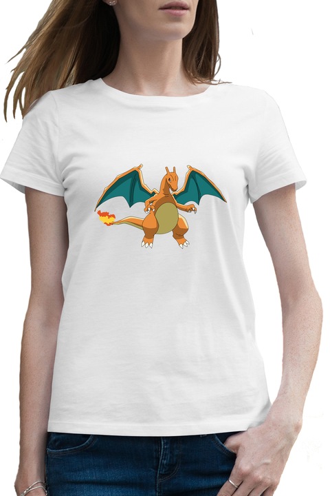 Дамска тениска Charizard Pokemon Dragonv, Бял