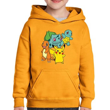 Hanorac copii Pokemon Go Cards Pikachu Bulbasaur, Portocaliu Hanorac copii Pokemon Go Cards Pikachu Bulbasaur, Portocaliu