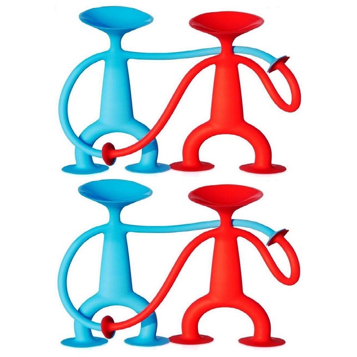 Jucarie interactiva cu 4 omuleti elastici din silicon, Sibelly, + 3 ani