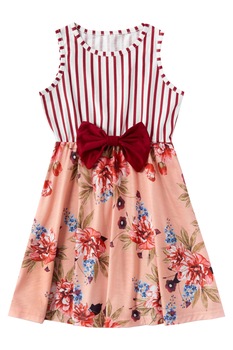 Rochie de vara fetite cu funda rosie Rochie de vara fetite cu funda rosie