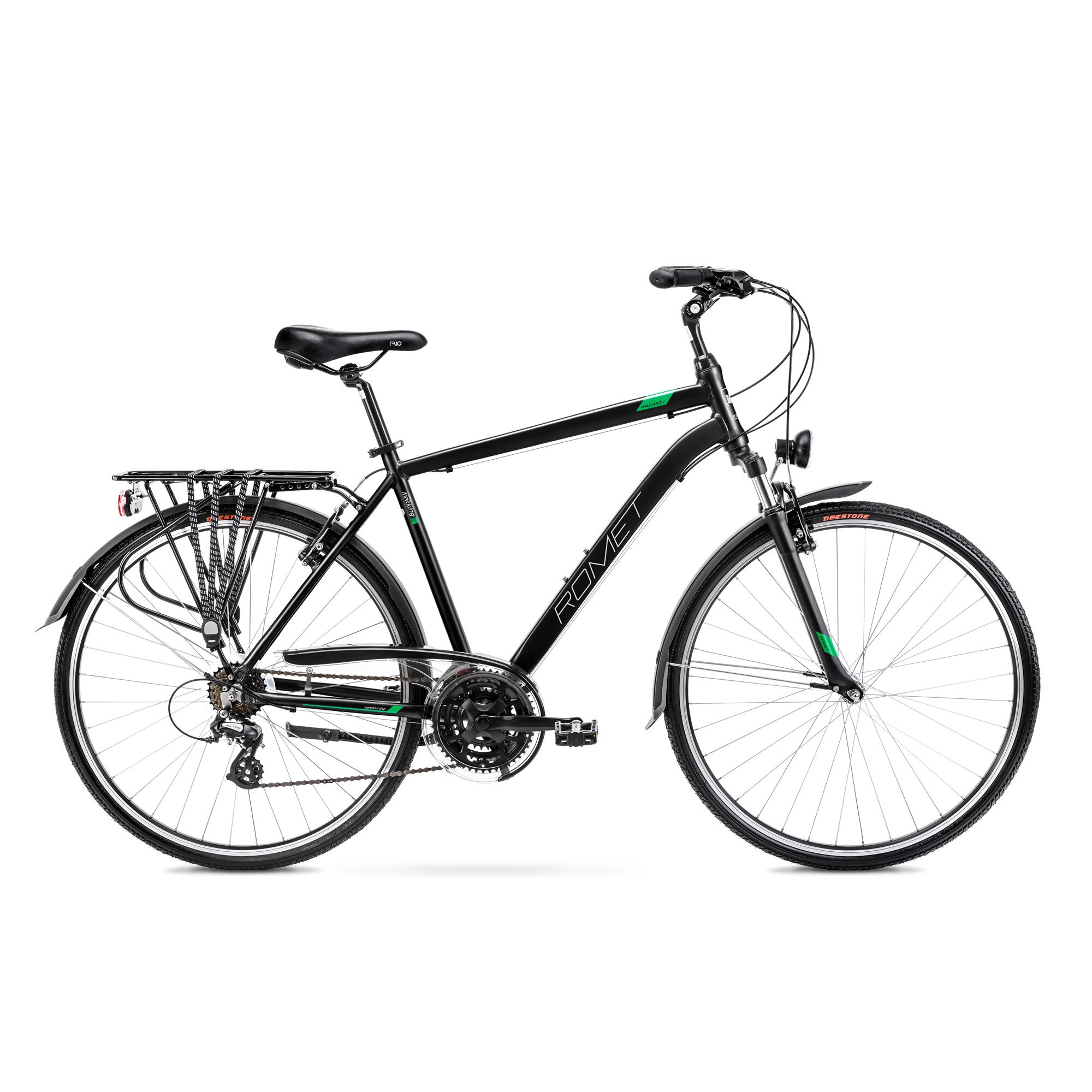 Bicicleta de trekking pentru barbati Romet Wagant 1 L/21 Negru/Verde 2022