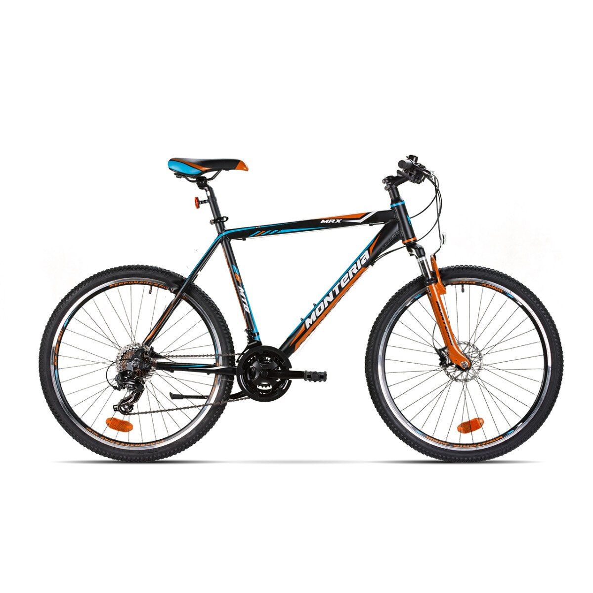 Bicicleta de munte Romet Monteria MRX S/14 Negru/Portocaliu/Albastru