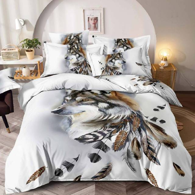 Lenjerie 6 piese din Bumbac Finet, model lup 2, 235 x 240