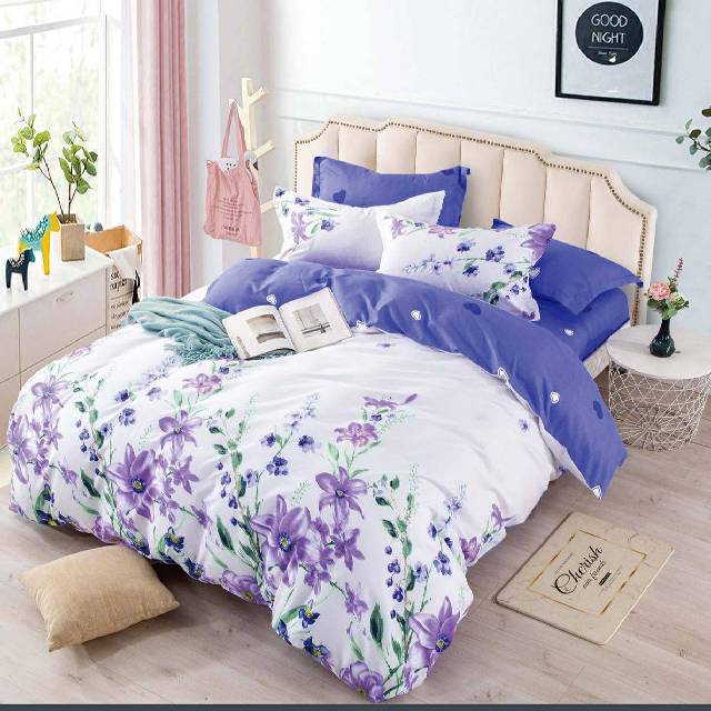 Lenjerie 6 piese din Bumbac Finet, model Summer Flowers, 235 x 240