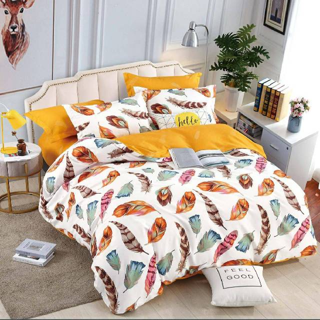 Lenjerie 6 piese din Bumbac Finet, model Feathers, 235 x 240