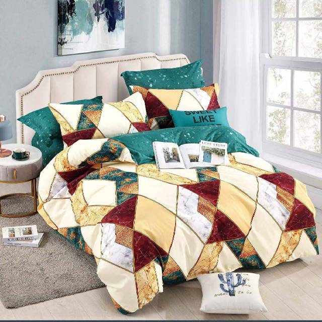 Lenjerie 6 piese din Bumbac Finet, model Geo pattern, 235 x 240