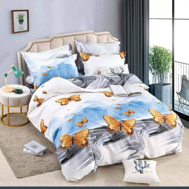 Lenjerie 6 piese din Bumbac Finet, model Butterflies, 235 x 240