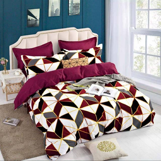 Lenjerie 6 piese din Bumbac Finet, model Geometric, 235 x 240