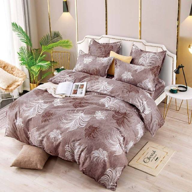 Lenjerie 6 piese din Bumbac Finet, model Feather, 235 x 240