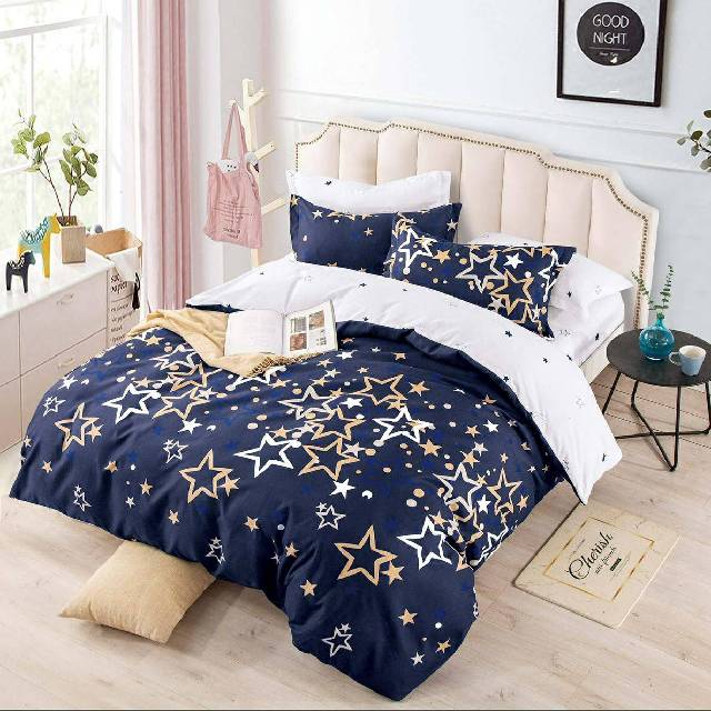 Lenjerie 6 piese din Bumbac Finet, model Stelute, 235 x 240