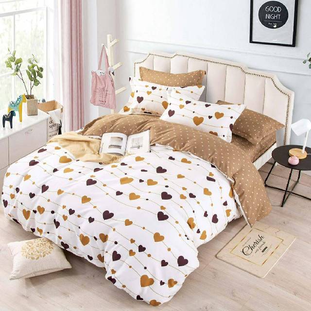 Lenjerie 6 piese din Bumbac Finet, model Heart, 235 x 240