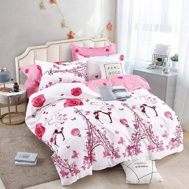 Lenjerie 6 piese din Bumbac Finet, model Rose Paris, 235 x 240