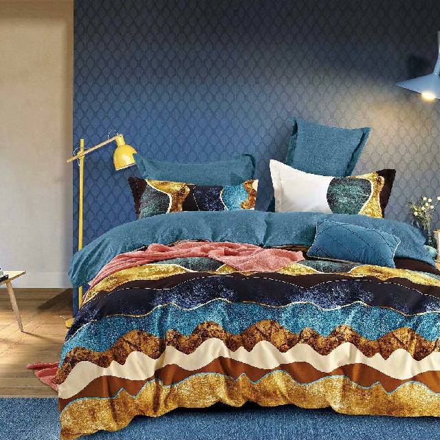 Lenjerie 6 piese din Bumbac Finet, model Wave, 235 x 240