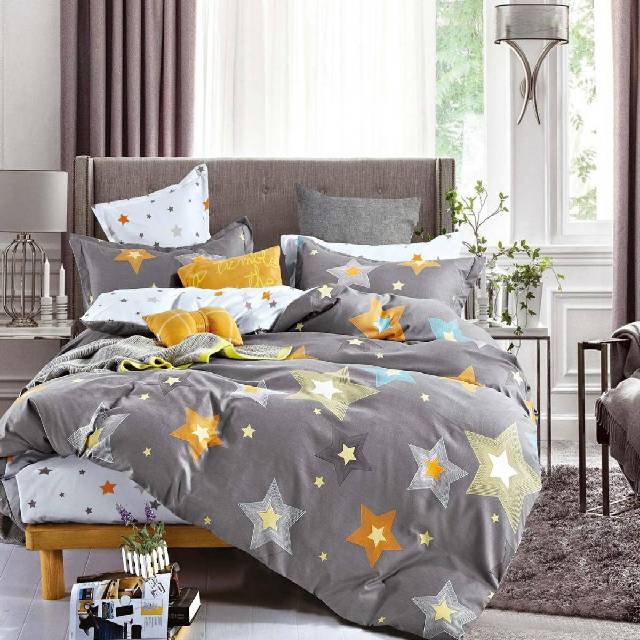 Lenjerie 6 piese din Bumbac Finet, model Stele, 235 x 240