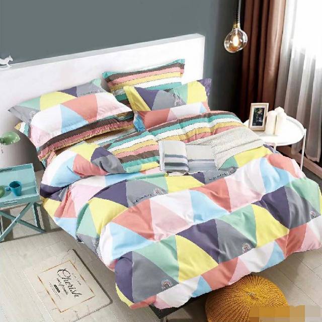 Lenjerie 6 piese din Bumbac Finet, model Rainbow Geo, 235 x 240