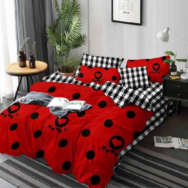 Lenjerie 6 piese din Bumbac Finet, model Heart Pattern, 235 x 240