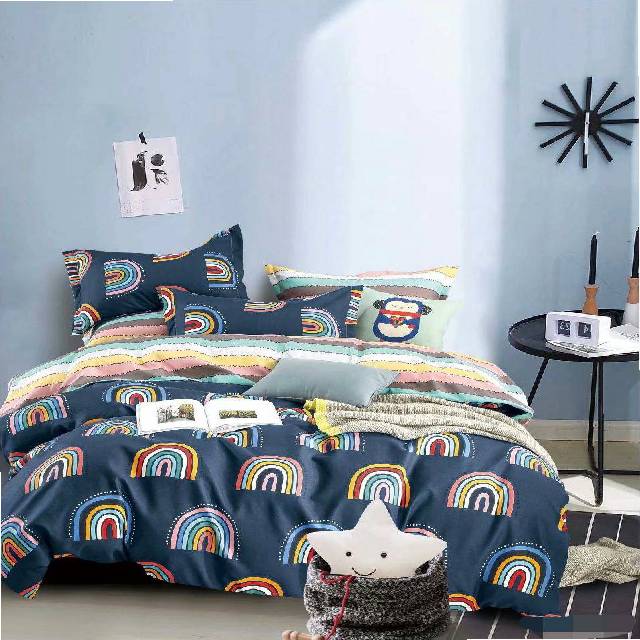 Lenjerie 6 piese din Bumbac Finet, model Rainbow Pattern, 235 x 240
