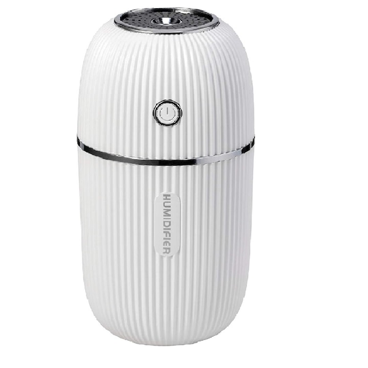 Umidificator USB, Dogfish, Mod reglabil abur, 300 ml, 8 ore, 7 lumini LED, Oprire automata, Albastru