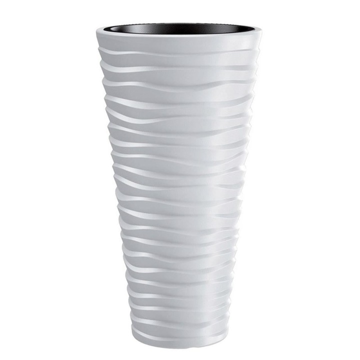 Декоративна саксия Sand Slim, Кръгла, Висока, Бяла, 39x75 см