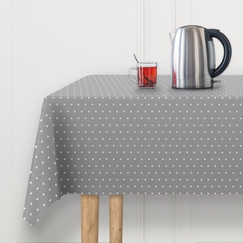 Fata de masa impermeabila, Casa de bumbac, Amore, 220x140 cm, gri si alb Fata de masa impermeabila, Casa de bumbac, Amore, 220x140 cm, gri si alb