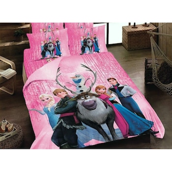 Set 3 piese Lenjerie de pat copii Frozen Roz 120 x 200 cm Set 3 piese Lenjerie de pat copii Frozen Roz 120 x 200 cm