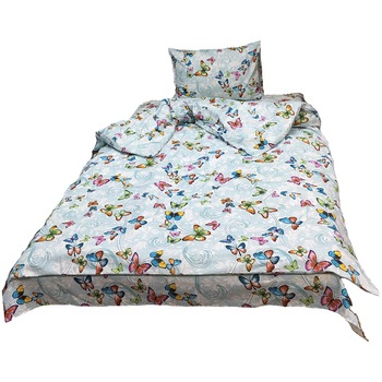 Lenjerie pat single, bleu, pentru saltea de 90cm,  Lenjerie pat single, bleu, pentru saltea de 90cm,