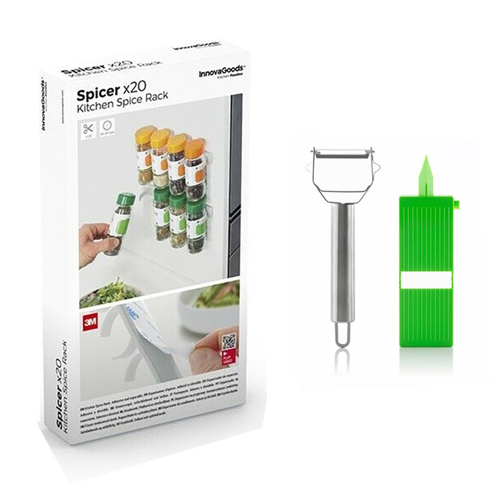 Set organizator de bucatarie, InnovaGoods, Argintiu/Verde