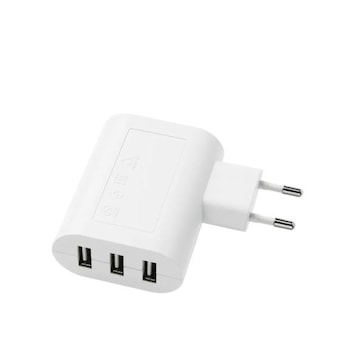 Incarcator retea USB 3 porturi, alb Incarcator retea USB 3 porturi, alb