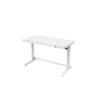 Masa de birou reglabila Hugo alb, cu un motor, blat 120 x 60 cm sticla securizata, sertar integrat, 4 setari programabile, porturi integrate, sistem child lock Masa de birou reglabila Hugo alb, cu un motor, blat 120 x 60 cm sticla securizata, sertar integrat, 4 setari programabile, porturi integrate, sistem child lock