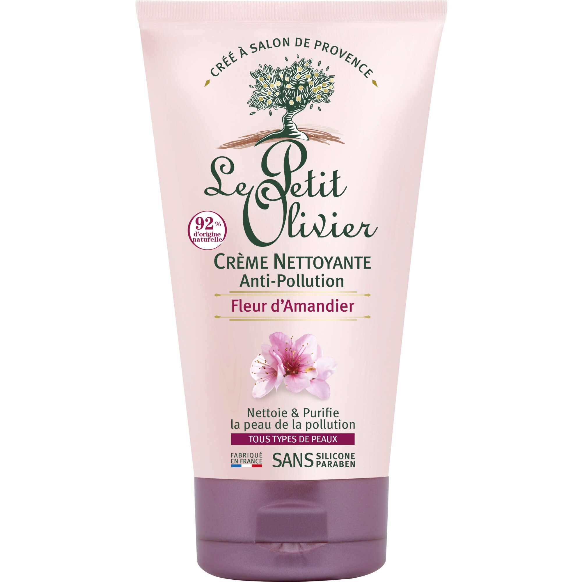 Crema demachianta Le petit olivier pentru curatare fata cu migdale antipoluare pt toate tipurile de ten, 150 ml