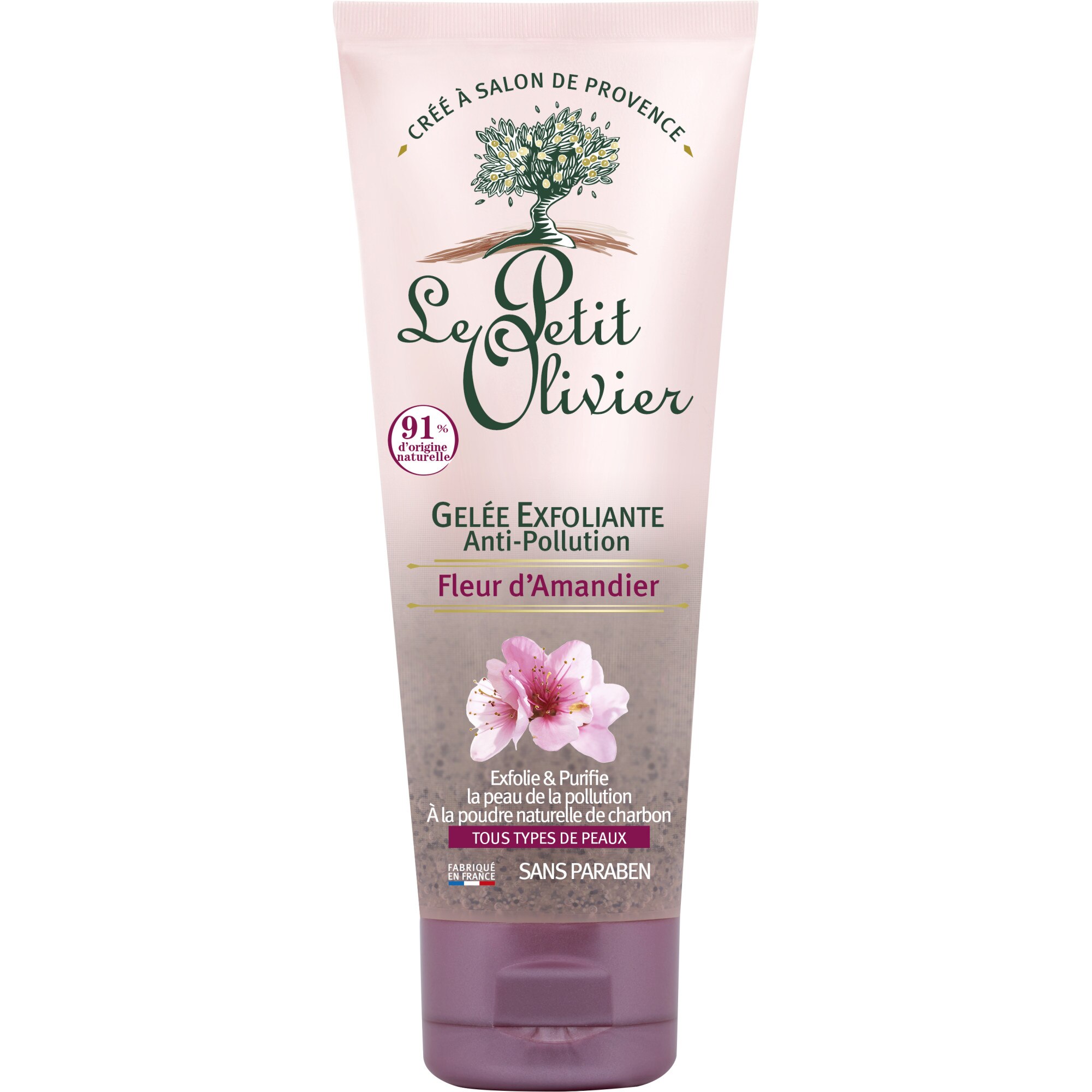 Gel exfoliant Le petit olivier pentru fata cu migdale antipoluare pt toate tipurile de ten, 75 ml