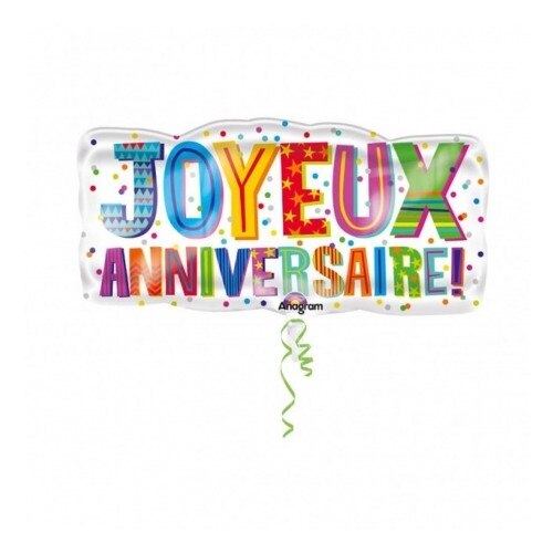 Balon folie figurina pentru aniversari Joyeux Anniversaire - 83x40cm