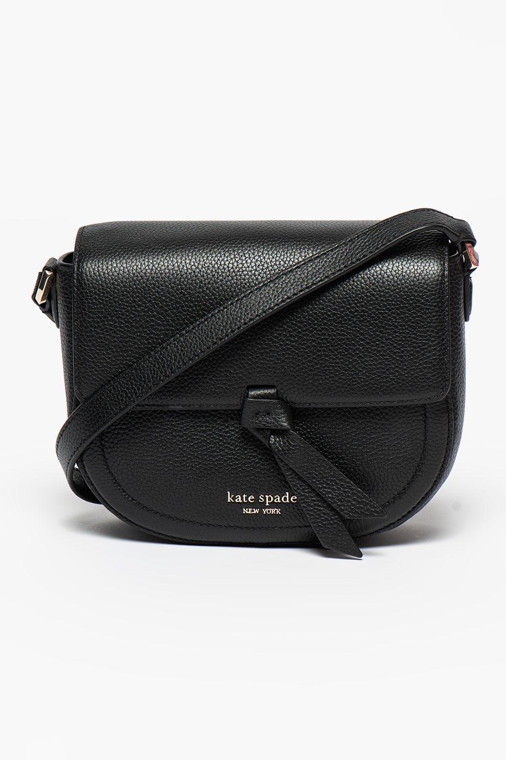 KATE SPADE, Geanta crossbody de piele cu logo Knott, Negru