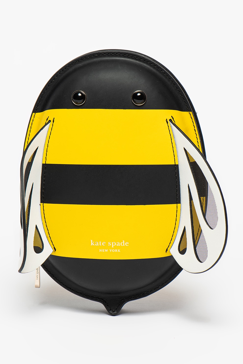 KATE SPADE, Geanta crossbody de piele Buzz Bee, Galben/Negru/Alb