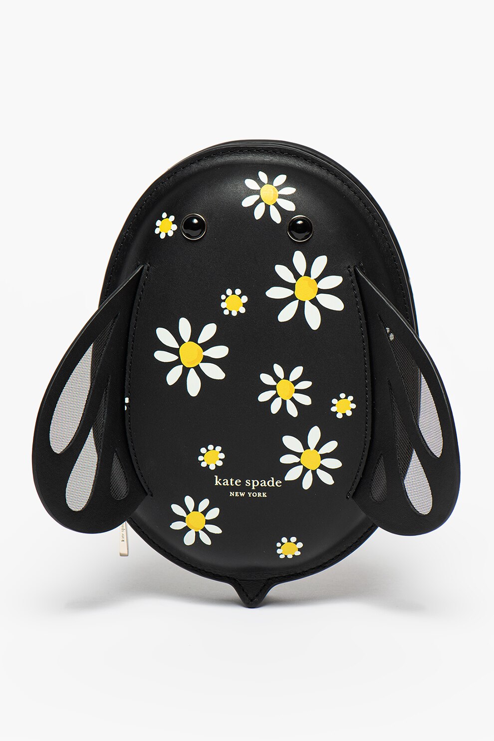 KATE SPADE, Geanta crossbody de piele Buzz Bee, Negru/Galben/Alb
