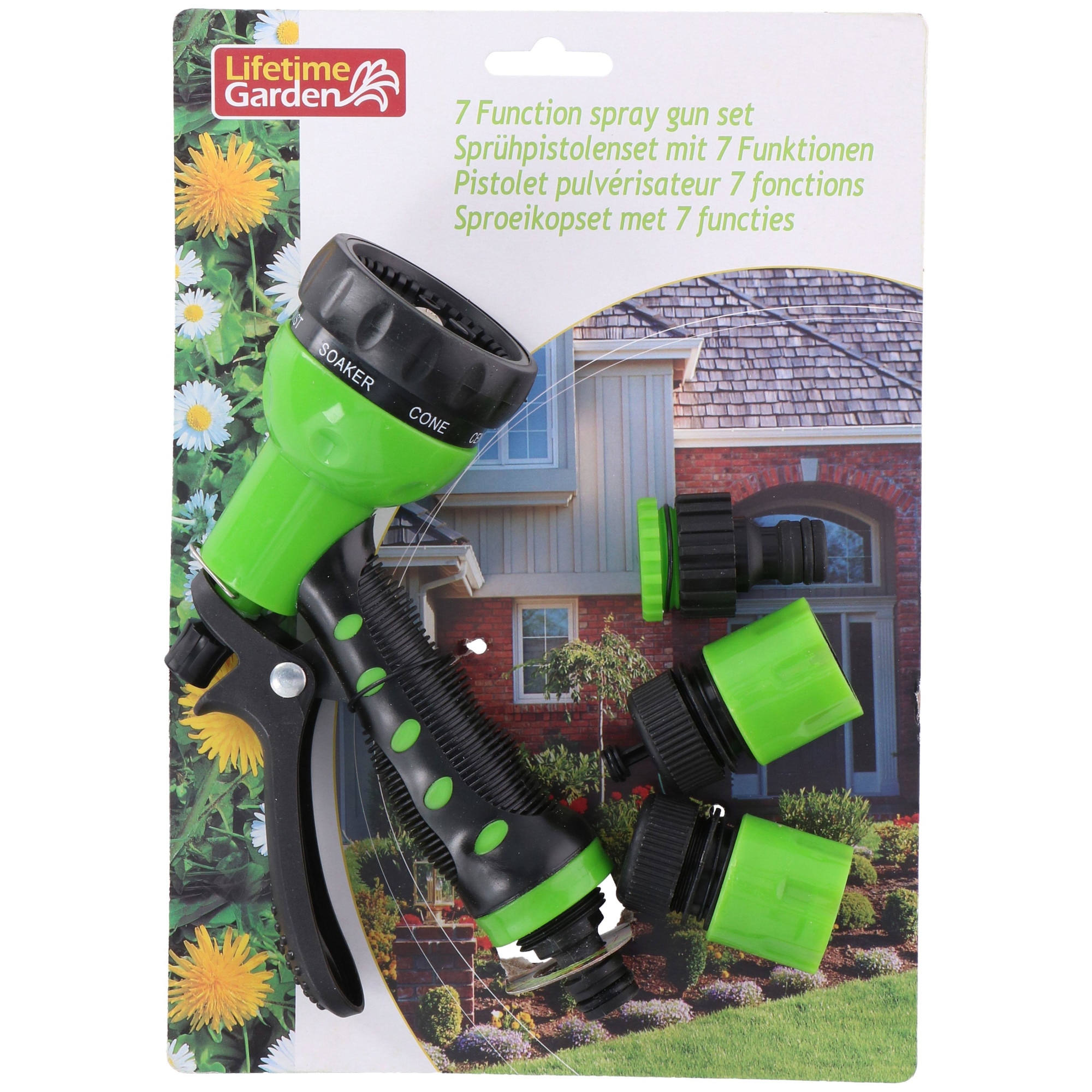 Pistol de stropit gradina Lifetime, 7 functii, Gri/Verde
