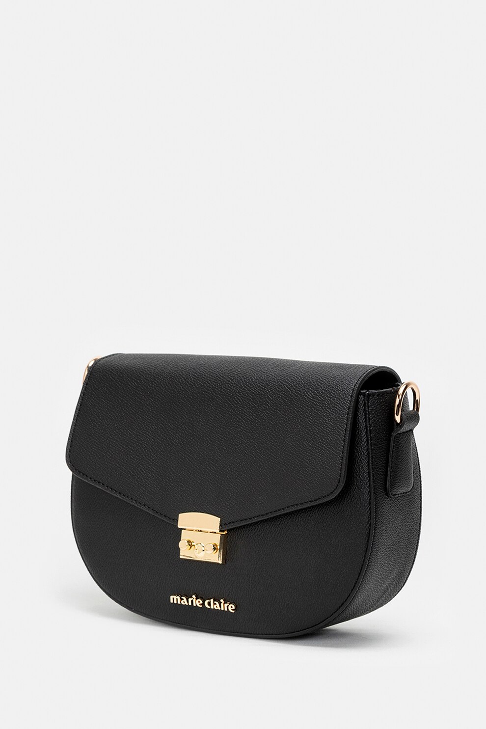 Marie Claire, Geanta crossbody din piele ecologica cu aplicatie logo metalica, Negru
