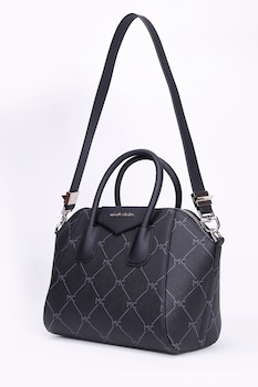 Marie Claire, Geanta din piele ecologica cu bareta de umar si imprimeu logo, Negru Marie Claire, Geanta din piele ecologica cu bareta de umar si imprimeu logo, Negru