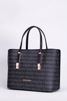 Marie Claire, Geanta din piele ecologica cu bareta de umar si imprimeu logo Roman, Negru Marie Claire, Geanta din piele ecologica cu bareta de umar si imprimeu logo Roman, Negru