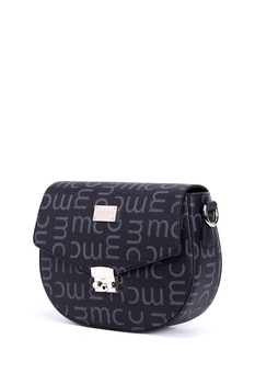 Marie Claire, Geanta crossbody din piele ecologica cu imprimeu monograma, Negru Marie Claire, Geanta crossbody din piele ecologica cu imprimeu monograma, Negru