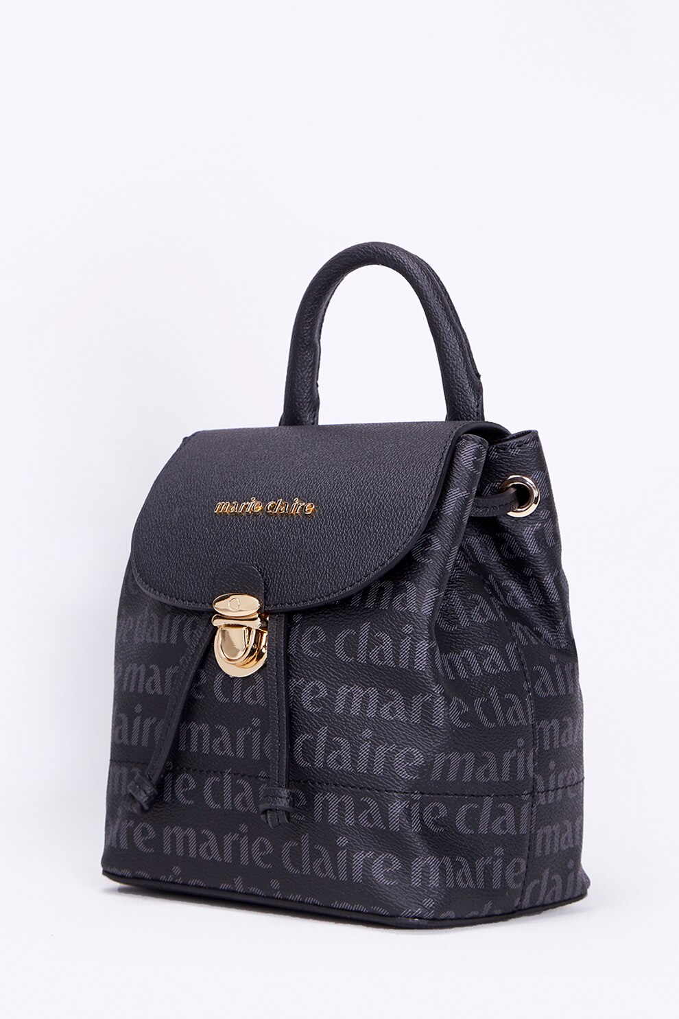Marie Claire, Rucsac din piele ecologica cu model logo, Negru