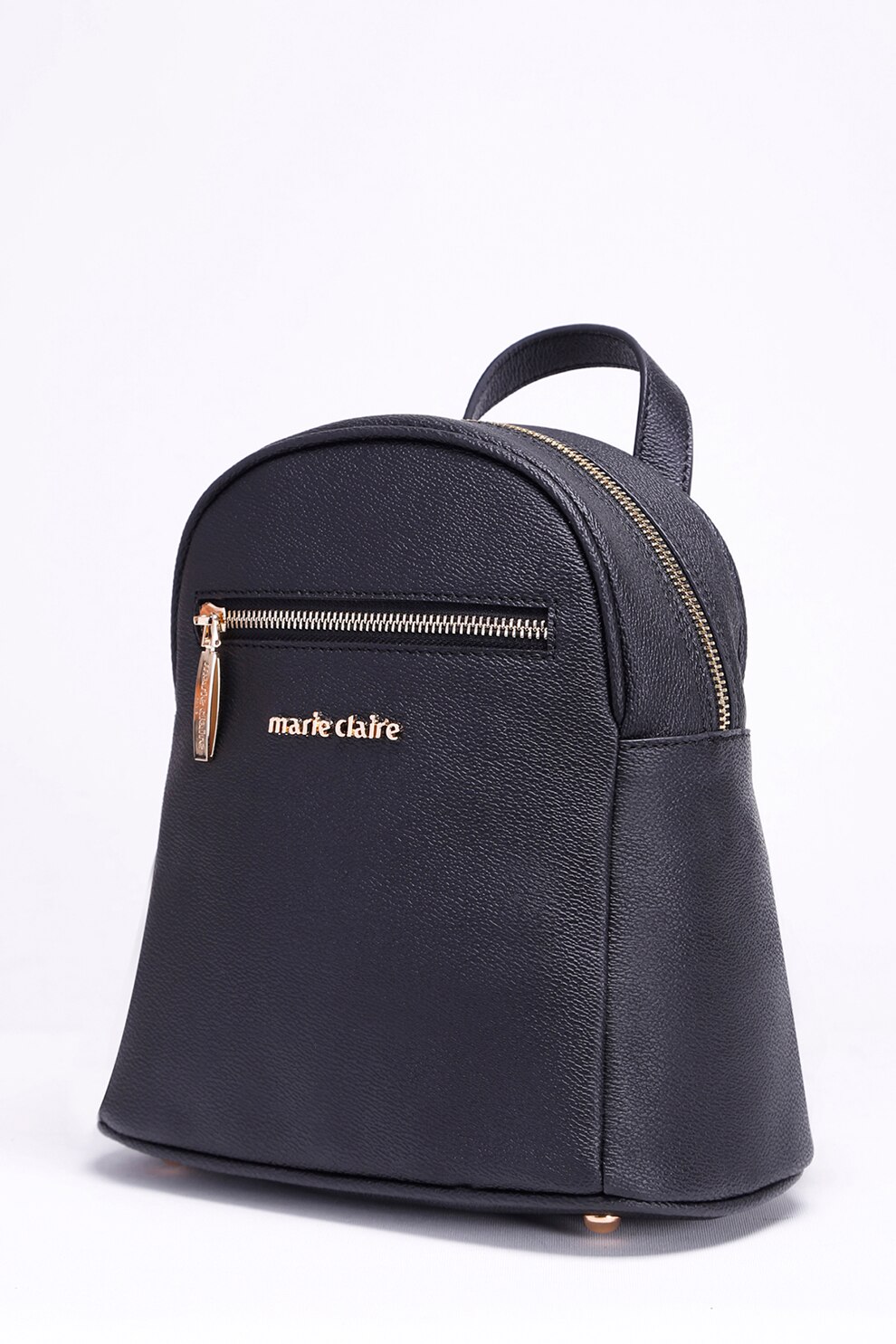 Marie Claire, Rucsac din piele ecologica cu aplicatie logo metalica, Negru